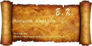 Borszok Kamilla névjegykártya